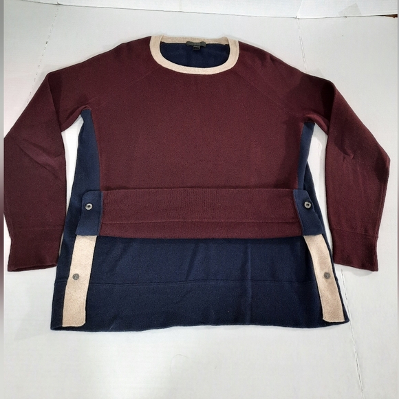 J Crew Colorblock Side Snap Button Crewneck Sweater - Picture 2 of 5